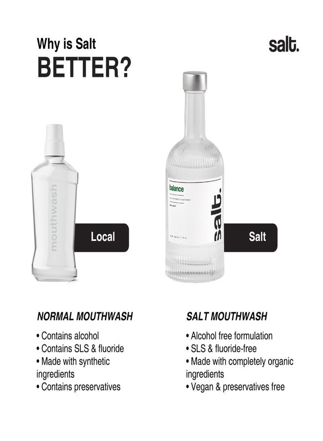 Salt. Oral Care Balance Mouthwash - 330ml | Natural Alkaline Probiotic Mouthwash with Basil Mint | pH-Balancing, Plaque-Targeting, Alcohol-Free Oral Care - Image 5